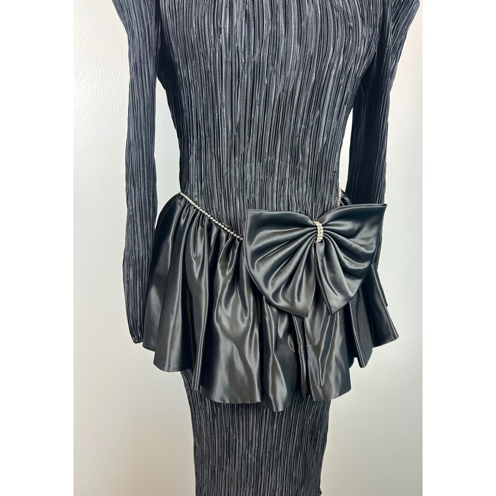 VTG Cattiva Maya Jornot 80s Black Bow Cocktail Dress 4 Hollywood Glam Prom Party - Picture 4 of 16